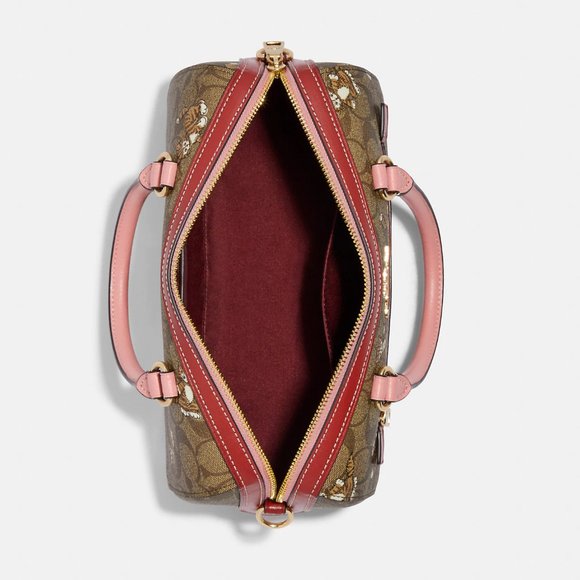 🐱❤️Coach Rowan Satchel In Signature Canvas With Dancing Kitten Print - Picture 5 of 12